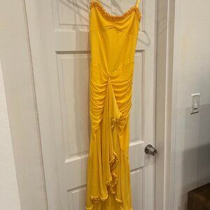 Athene Yellow Ruffle Dress
